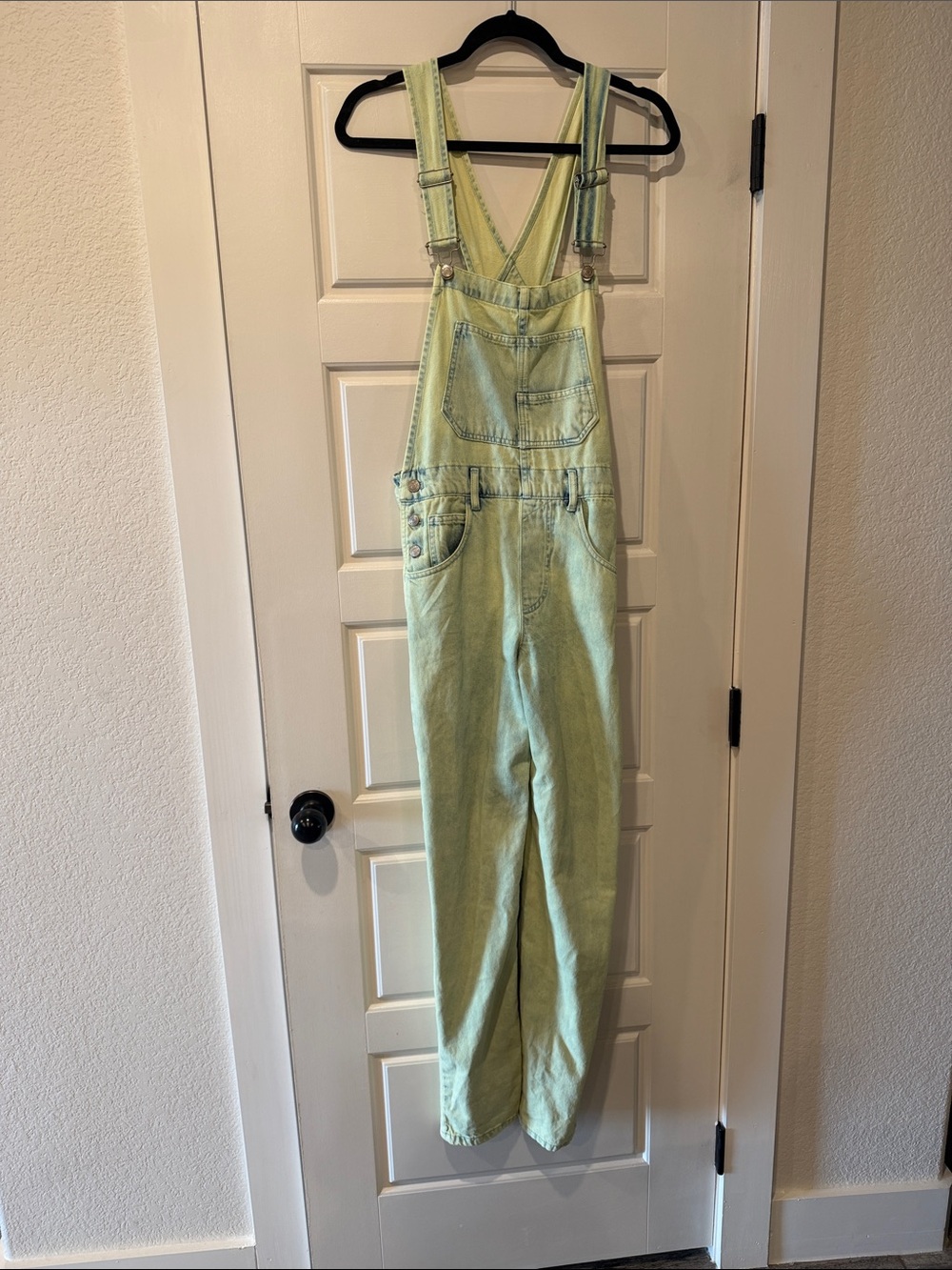 We The Free Light Green Denim Overalls